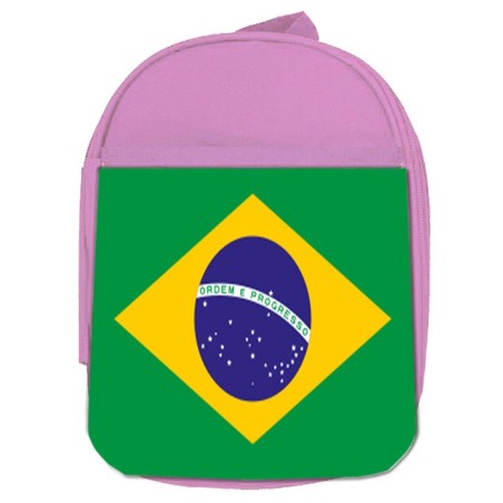 MOCHILA ROSA bandera brasil pais gobierno brasileño escolar personalizado picnic excursión deporte