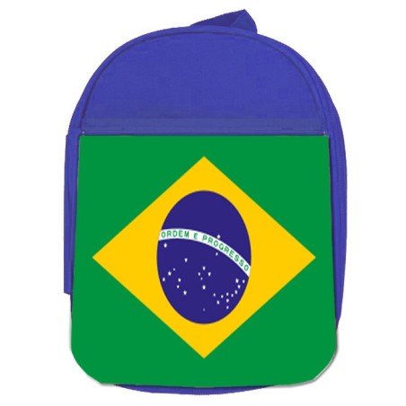 MOCHILA AZUL bandera brasil pais gobierno brasileño escolar personalizado picnic excursión deporte