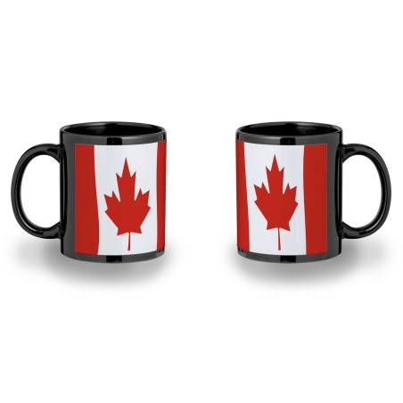 TAZA COMPLETAMENTE NEGRA bandera canada pais gobierno canadiense personalizada