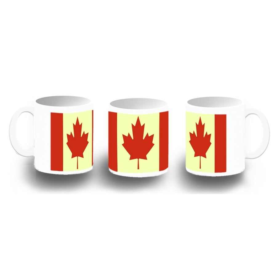 TAZA FOTOLUMINISCENTE bandera canada pais gobierno canadiense BRILLA OSCURIDAD