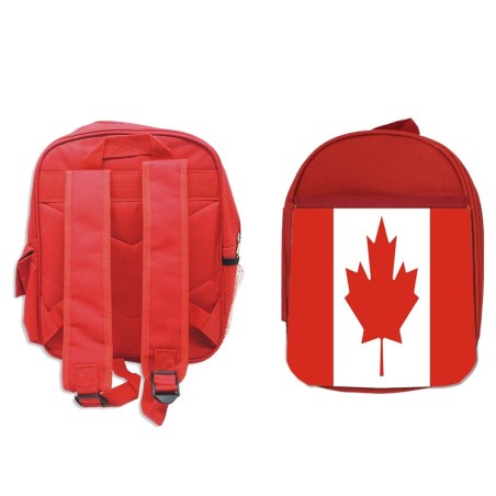 PACK MOCHILA ROJA Y ESTUCHE bandera canada pais gobierno canadiense material escolar