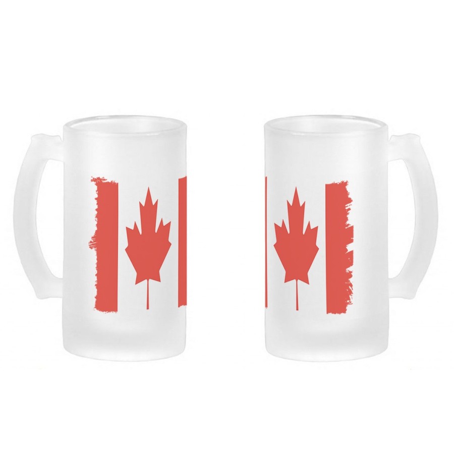 JARRA CERVEZA CRISTAL bandera canada pais gobierno canadiense esmerilada esmerilado 500ml