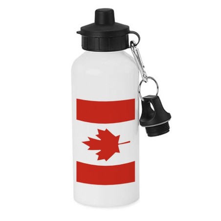 BIDON 600 ML ACERO INOXIDABLE CON CHUPON bandera canada pais gobierno canadiense escolar deporte bicicleta