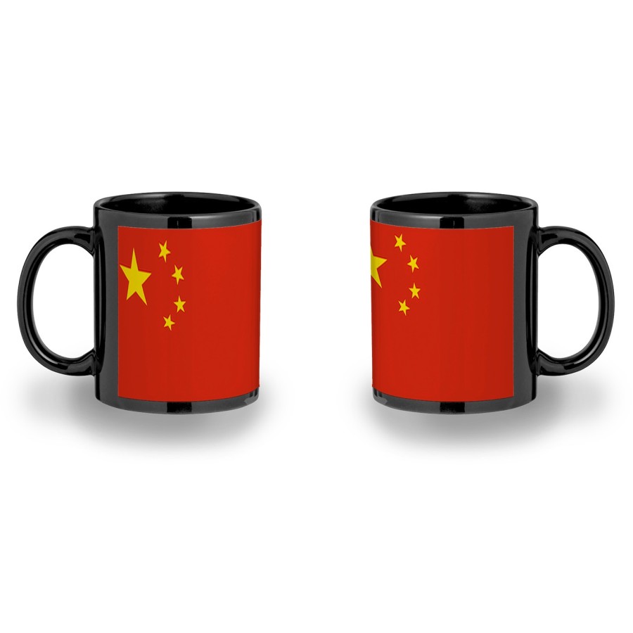 TAZA COMPLETAMENTE NEGRA bandera china pais gobierno chino chinos personalizada