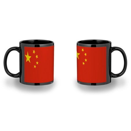 TAZA COMPLETAMENTE NEGRA bandera china pais gobierno chino chinos personalizada