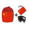 PACK MOCHILA ROJA Y ESTUCHE bandera china pais gobierno chino chinos material escolar