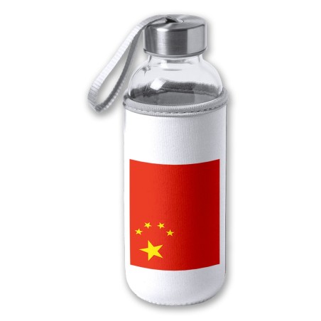 BIDON DE 420 ML CON FUNDA DE NEOPRENO bandera china pais gobierno chino chinos tapon seguridad