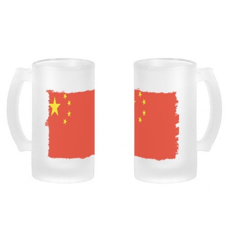 JARRA CERVEZA CRISTAL bandera china pais gobierno chino chinos esmerilada esmerilado 500ml