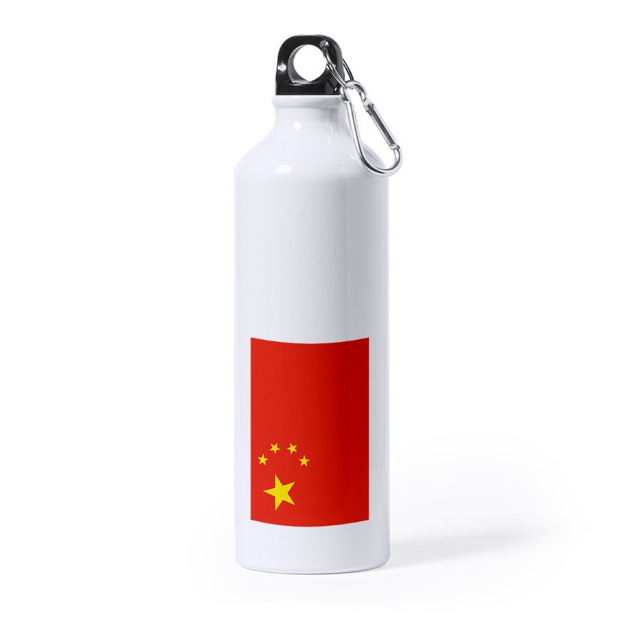 BIDON GRANDE 800 ML ACERO INOXIDABLE bandera china pais gobierno chino chinos deporte deportivo mosqueton botella