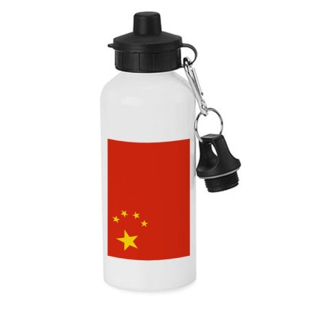 BIDON 600 ML ACERO INOXIDABLE CON CHUPON bandera china pais gobierno chino chinos escolar deporte bicicleta