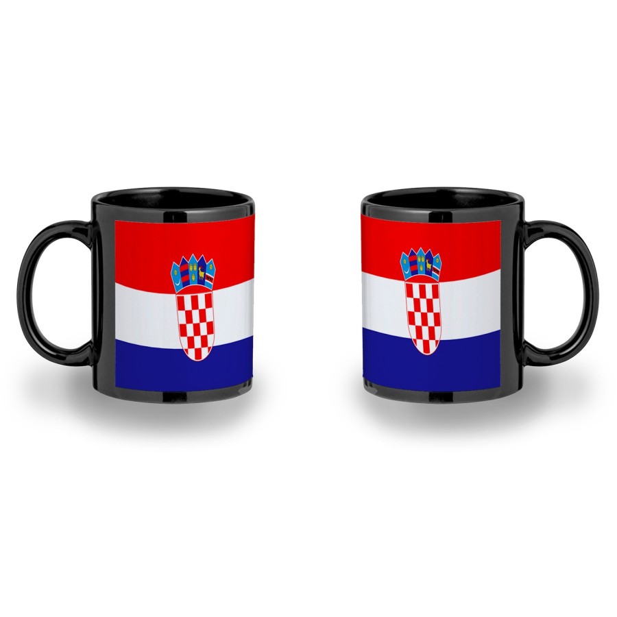 TAZA COMPLETAMENTE NEGRA bandera croacia pais gobierno croata personalizada