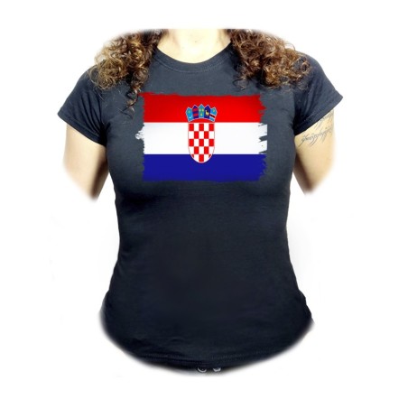 CAMISETA NEGRA MUJER bandera croacia pais gobierno croata oferta personalizada