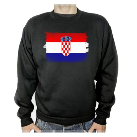 SUDADERA NEGRA bandera croacia pais gobierno croata adulto poliester algodón personalizada