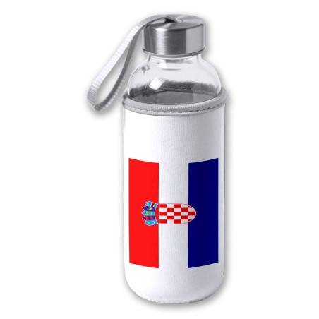 BIDON DE 420 ML CON FUNDA DE NEOPRENO bandera croacia pais gobierno croata tapon seguridad