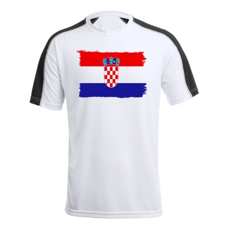 CAMISETA TÉCNICA FRANJA MANGAS NEGRA bandera croacia pais gobierno croata personalizada