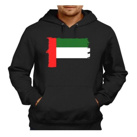 SUDADERA NEGRA CON CAPUCHA bandera emiratos arabes unidos pais oriente adulto poliester algodón personalizada