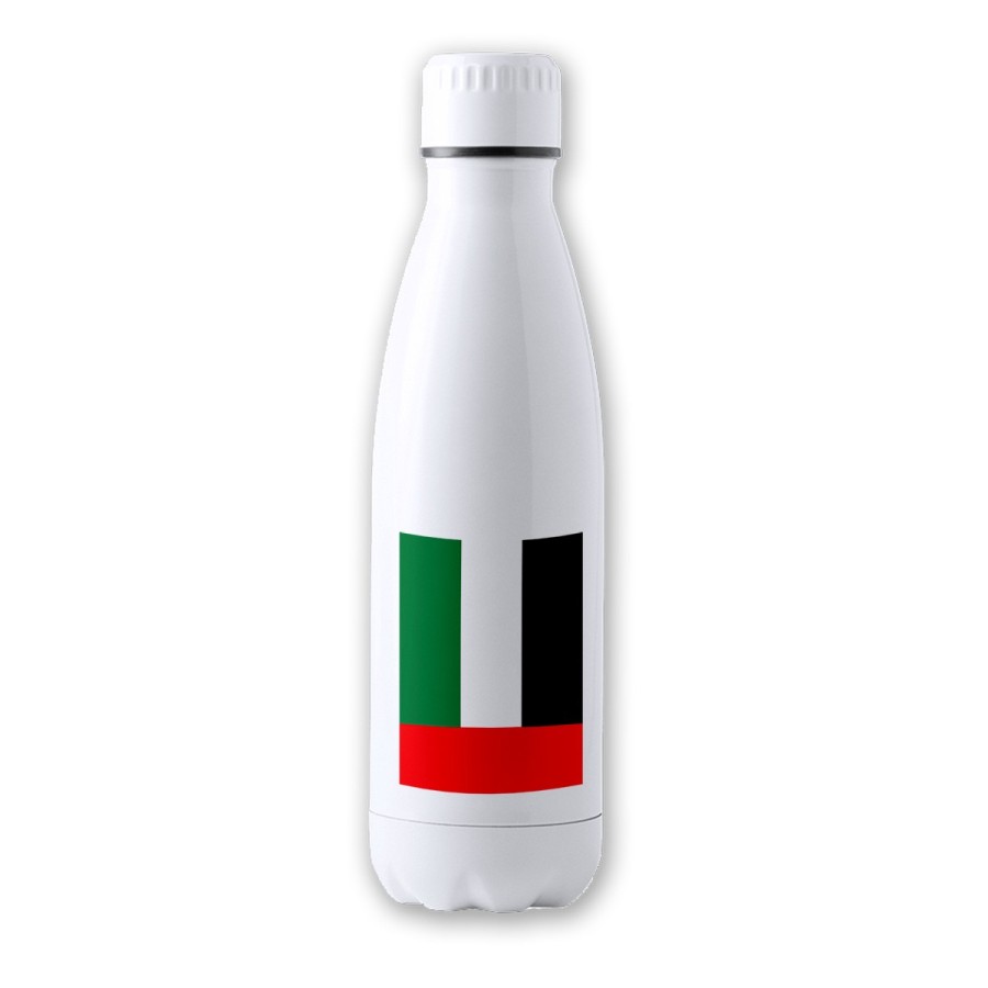 BIDON 700 ML ACERO INOXIDABLE bandera emiratos arabes unidos pais oriente tapon seguridad botella