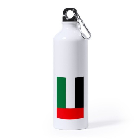 BIDON GRANDE 800 ML ACERO INOXIDABLE bandera emiratos arabes unidos pais oriente deporte deportivo mosqueton botella