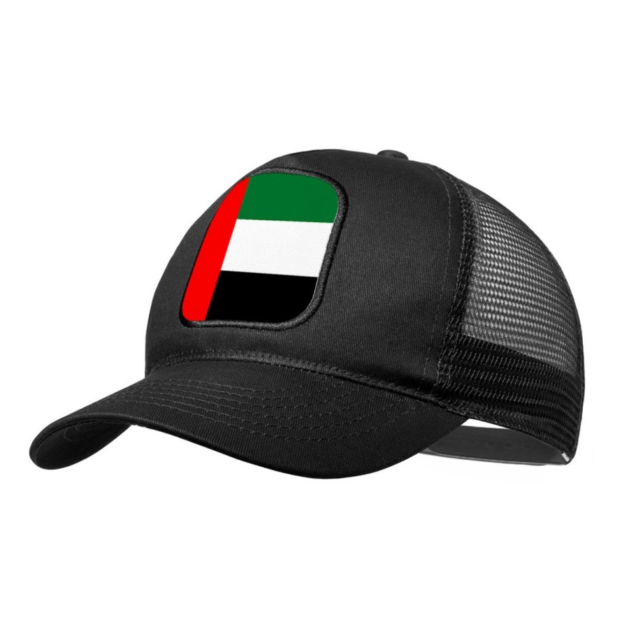 GORRA NEGRA CON REJILLA bandera emiratos arabes unidos pais oriente moda deporte