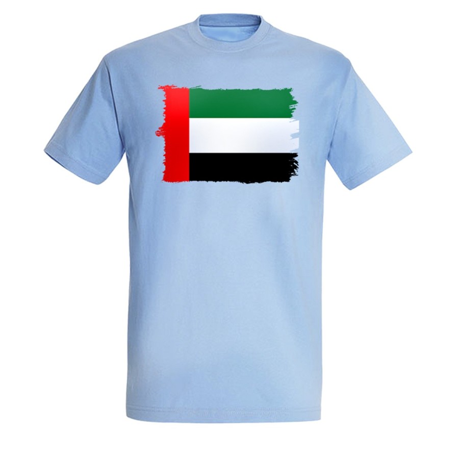 CAMISETA AZUL CIELO bandera emiratos arabes unidos pais oriente moda verano personalizada