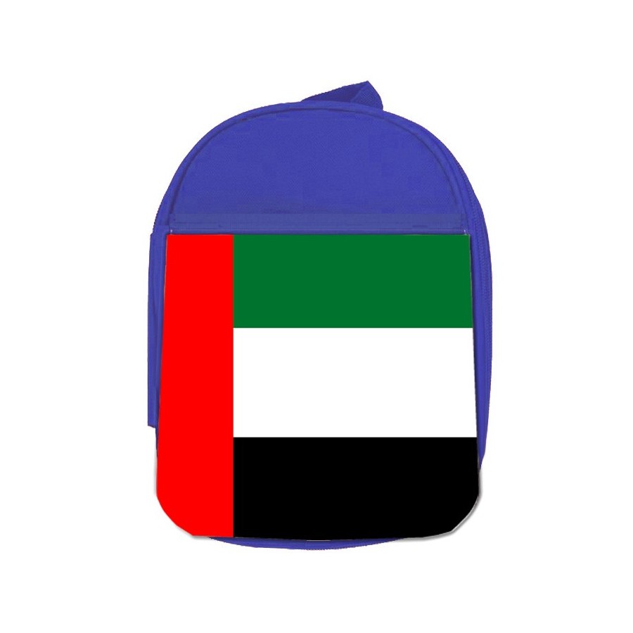 MOCHILA AZUL bandera emiratos arabes unidos pais oriente escolar personalizado picnic excursión deporte