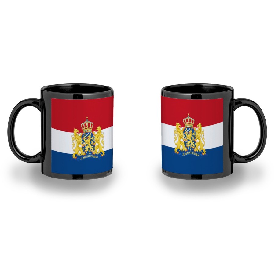 TAZA COMPLETAMENTE NEGRA bandera holanda paises bajos gobierno holandes personalizada