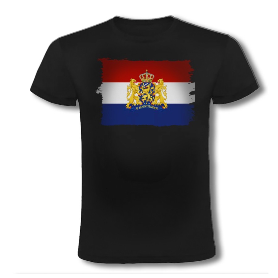 CAMISETA NEGRA bandera holanda paises bajos gobierno holandes moda verano personalizada