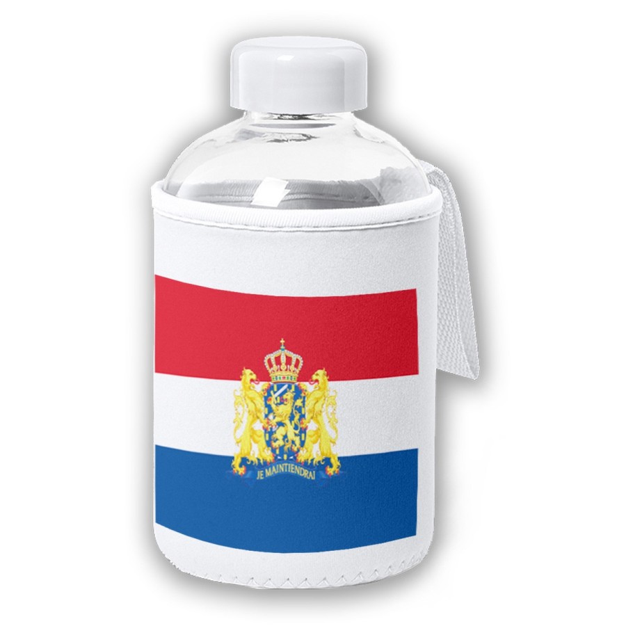 BIDON CRISTAL CON FUNDA SOFT SHELL bandera holanda paises bajos gobierno holandes tapon seguridad botella