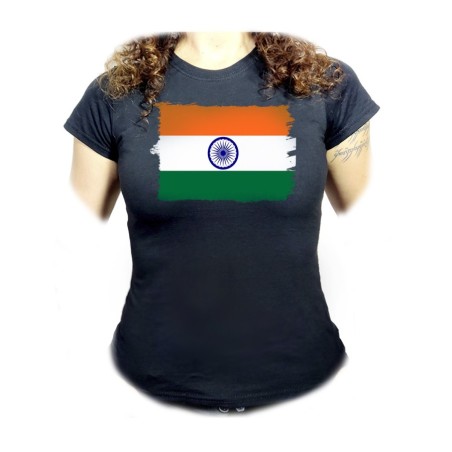 CAMISETA NEGRA MUJER bandera india pais gobierno indú indios oferta personalizada