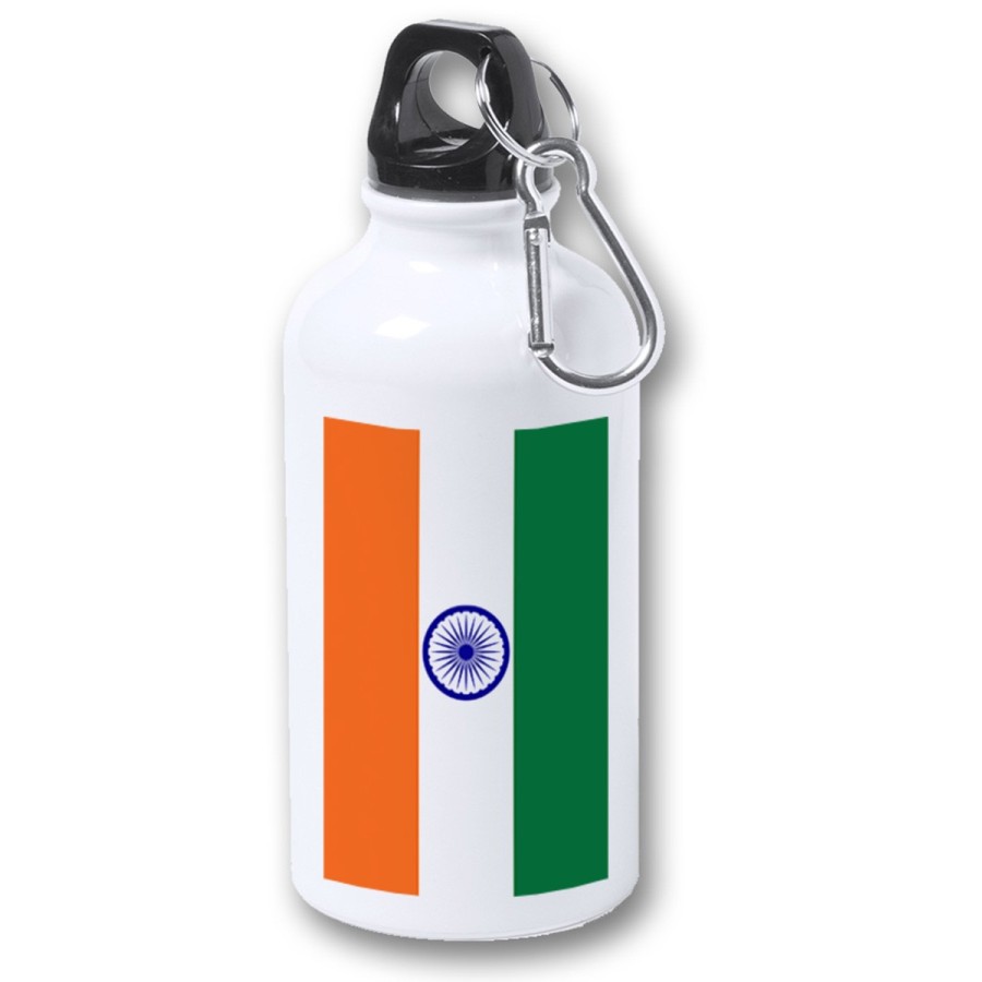 BIDON 400ML METALICO bandera india pais gobierno indú indios para viaje y deporte