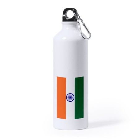 BIDON GRANDE 800 ML ACERO INOXIDABLE bandera india pais gobierno indú indios deporte deportivo mosqueton botella