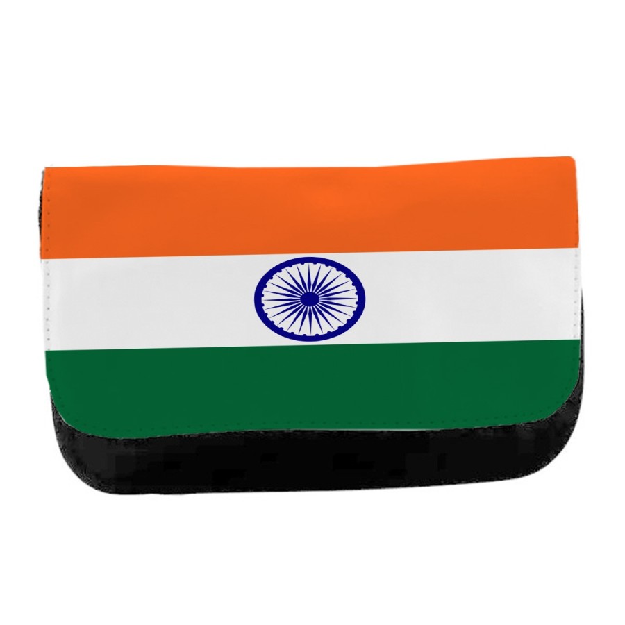 ESTUCHE NECESER DE LONA bandera india pais gobierno indú indios unisex negro bolsa aseo multiusos