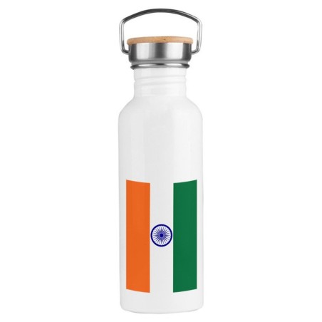 BIDON 750 ML ACERO INOXIDABLE ESTILO RETRO bandera india pais gobierno indú indios deporte deportivo botella