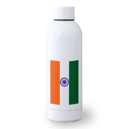 BIDON 500 ML ACERO INOXIDABLE bandera india pais gobierno indú indios deporte deportivo botella senderismo