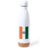 BIDON 750 ML ACERO INOXIDABLE ADORNO DE CORCHO bandera india pais gobierno indú indios tapon botella