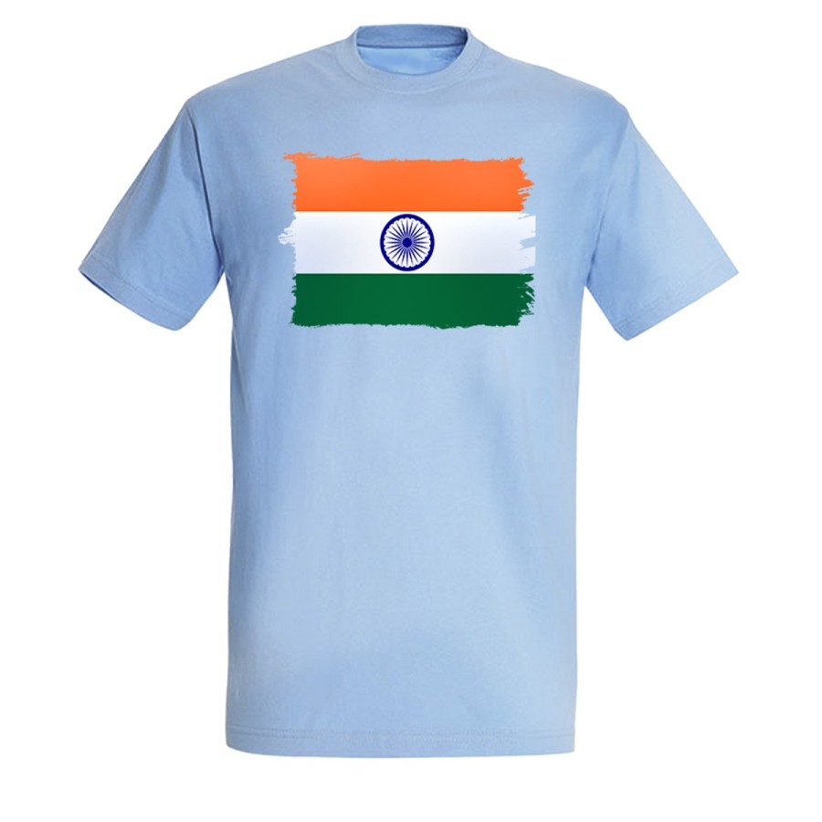 CAMISETA AZUL CIELO bandera india pais gobierno indú indios moda verano personalizada