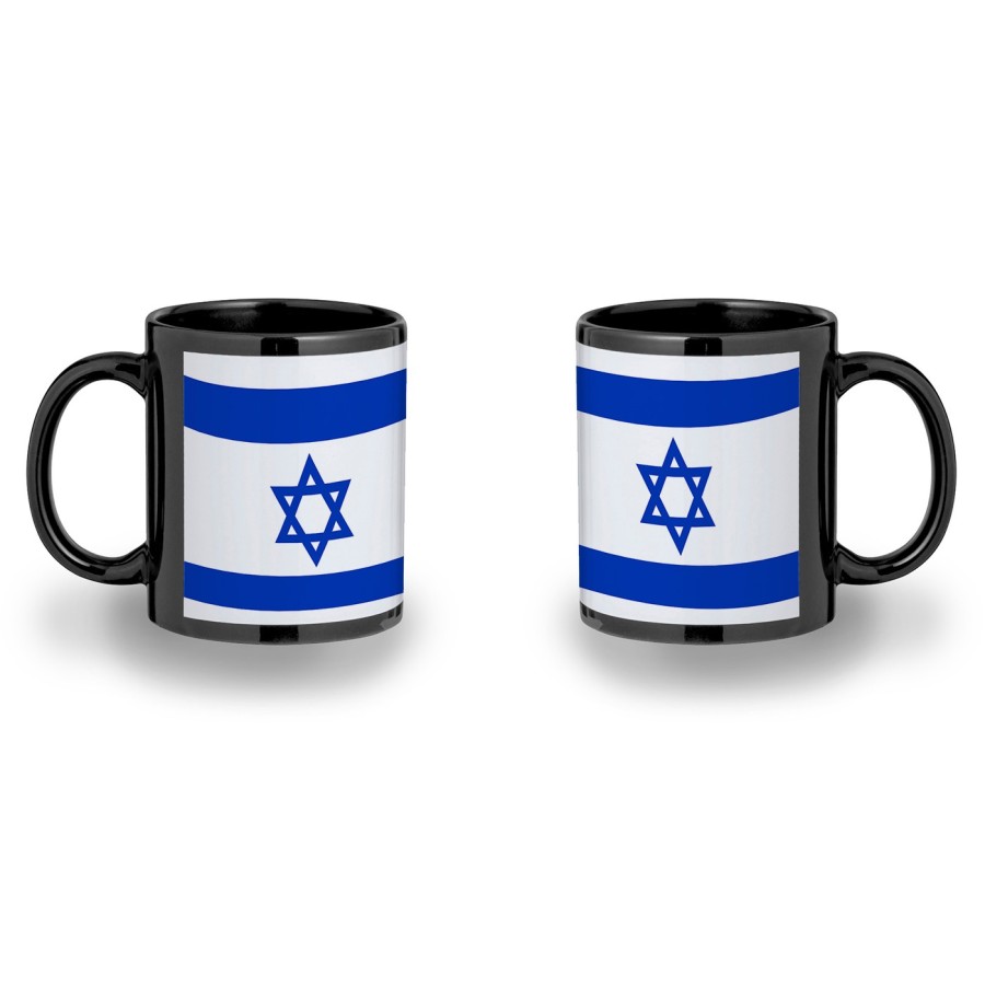 TAZA COMPLETAMENTE NEGRA bandera israel pais gobierno israelí judíos personalizada