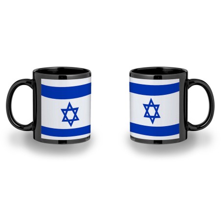 TAZA COMPLETAMENTE NEGRA bandera israel pais gobierno israelí judíos personalizada