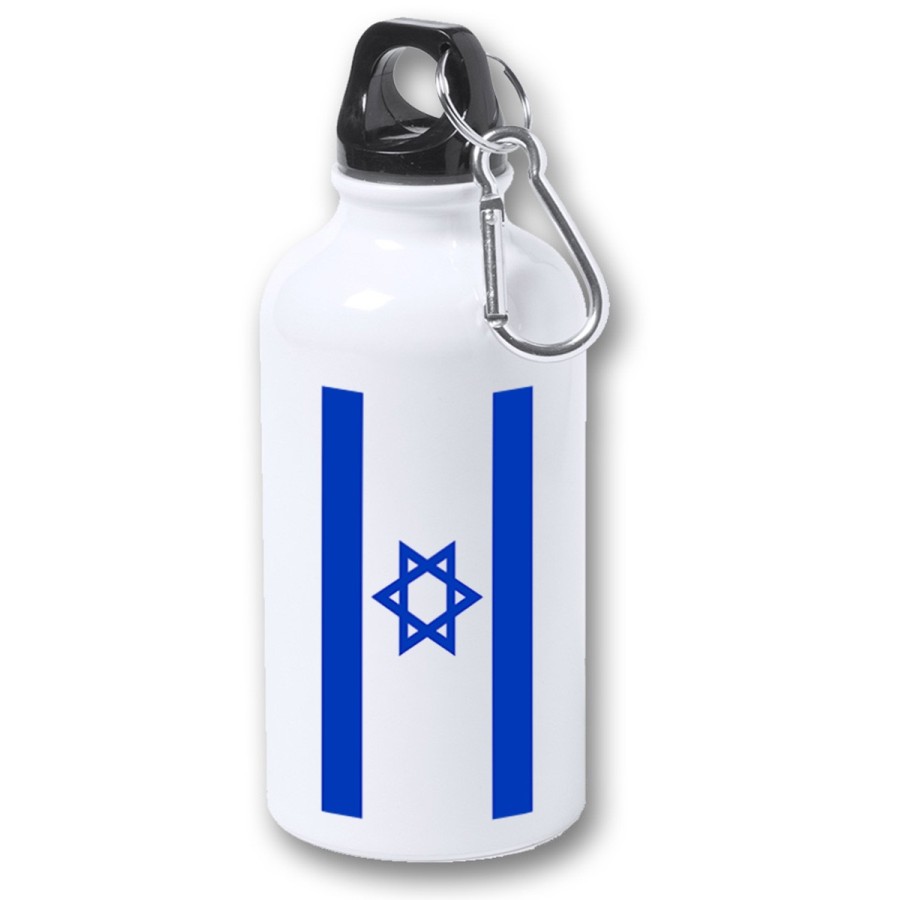 BIDON 400ML METALICO bandera israel pais gobierno israelí judíos para viaje y deporte