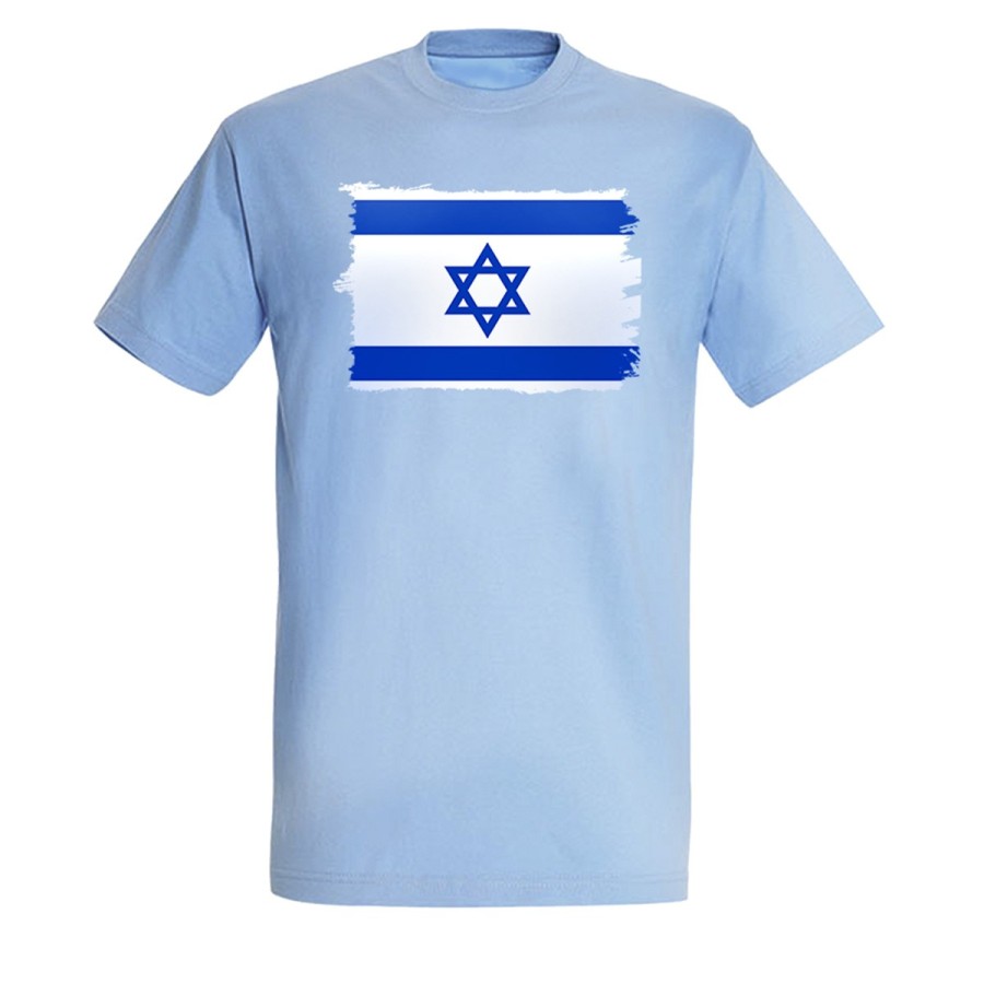 CAMISETA AZUL CIELO bandera israel pais gobierno israelí judíos moda verano personalizada