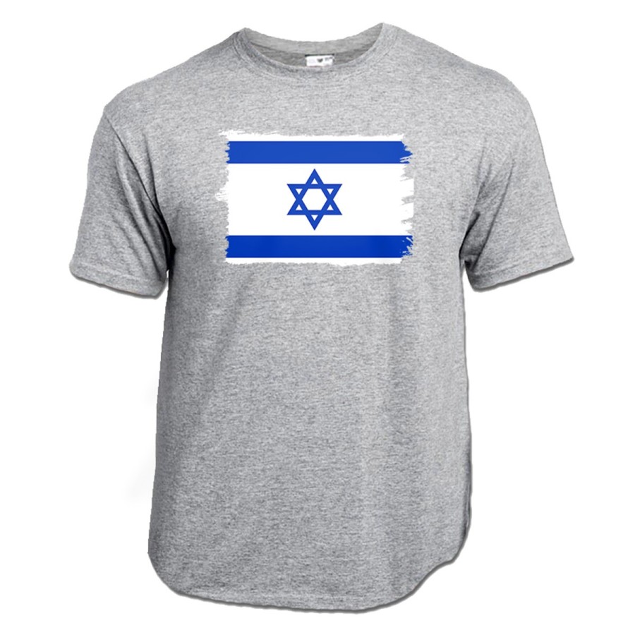 CAMISETA GRIS MEZCLA bandera israel pais gobierno israelí judíos moda verano personalizada