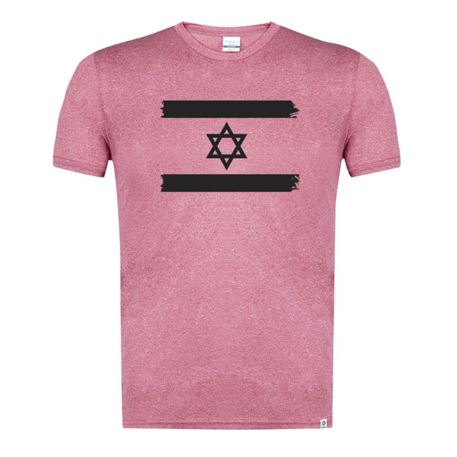 CAMISETA ROJA MEZCLA CON IMAGEN EN TONALIDADES NEGRAS bandera israel pais gobierno israelí judíos tshirt