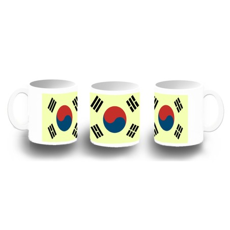 TAZA FOTOLUMINISCENTE bandera corea del sur pais gobierno coreano BRILLA OSCURIDAD