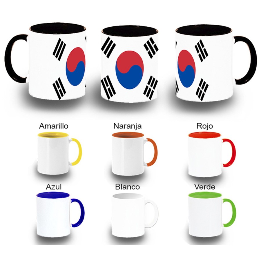 TAZA COLORES bandera corea del sur pais gobierno coreano color personalizada