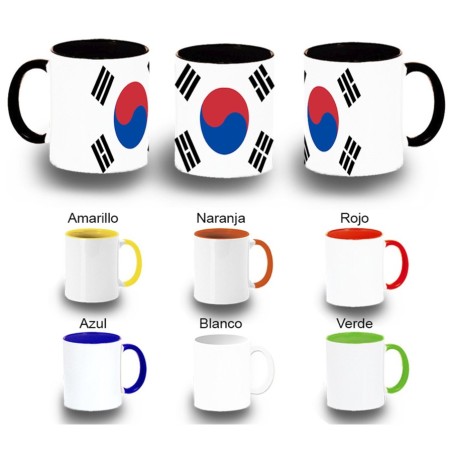 TAZA COLORES bandera corea del sur pais gobierno coreano color personalizada