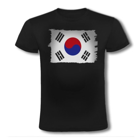 CAMISETA NEGRA bandera corea del sur pais gobierno coreano moda verano personalizada