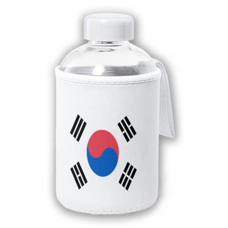 BIDON CRISTAL CON FUNDA SOFT SHELL bandera corea del sur pais gobierno coreano tapon seguridad botella