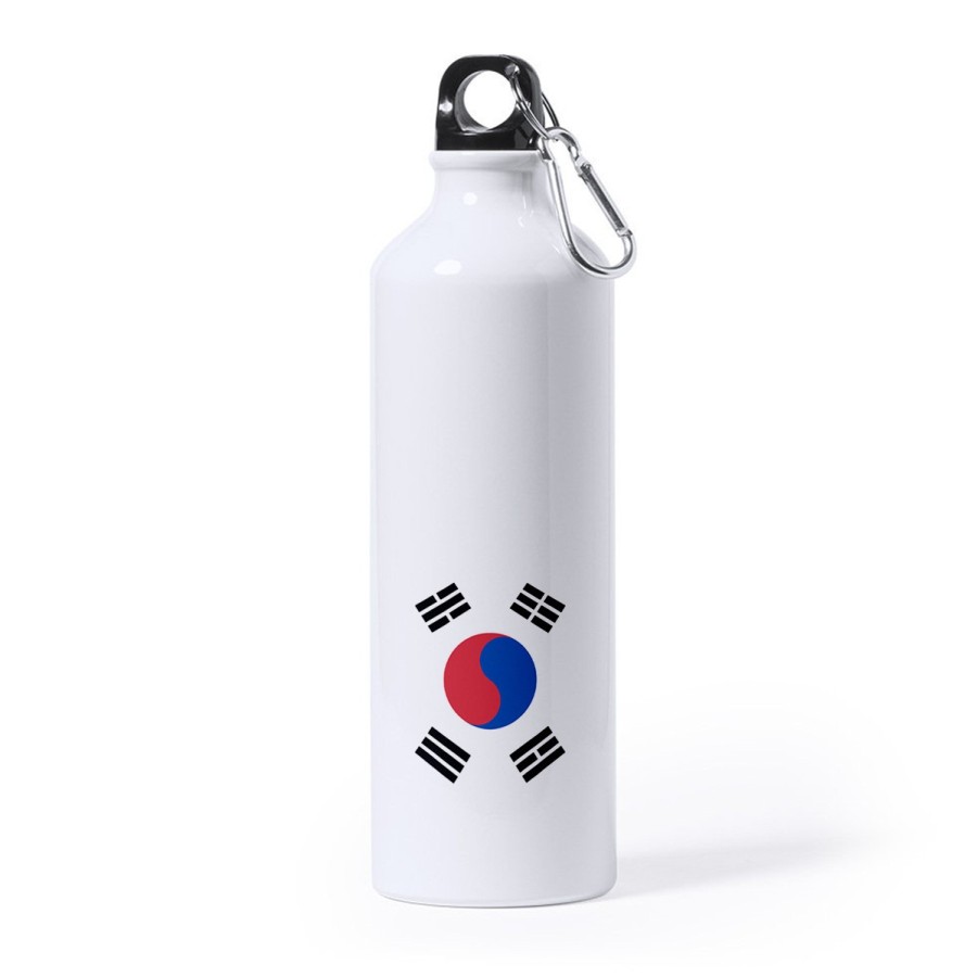 BIDON GRANDE 800 ML ACERO INOXIDABLE bandera corea del sur pais gobierno coreano deporte deportivo mosqueton botella