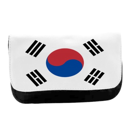 ESTUCHE NECESER DE LONA bandera corea del sur pais gobierno coreano unisex negro bolsa aseo multiusos