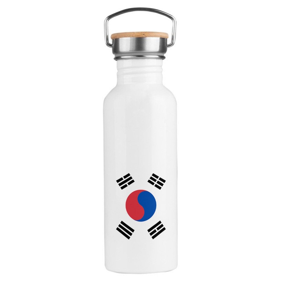 BIDON 750 ML ACERO INOXIDABLE ESTILO RETRO bandera corea del sur pais gobierno coreano deporte deportivo botella